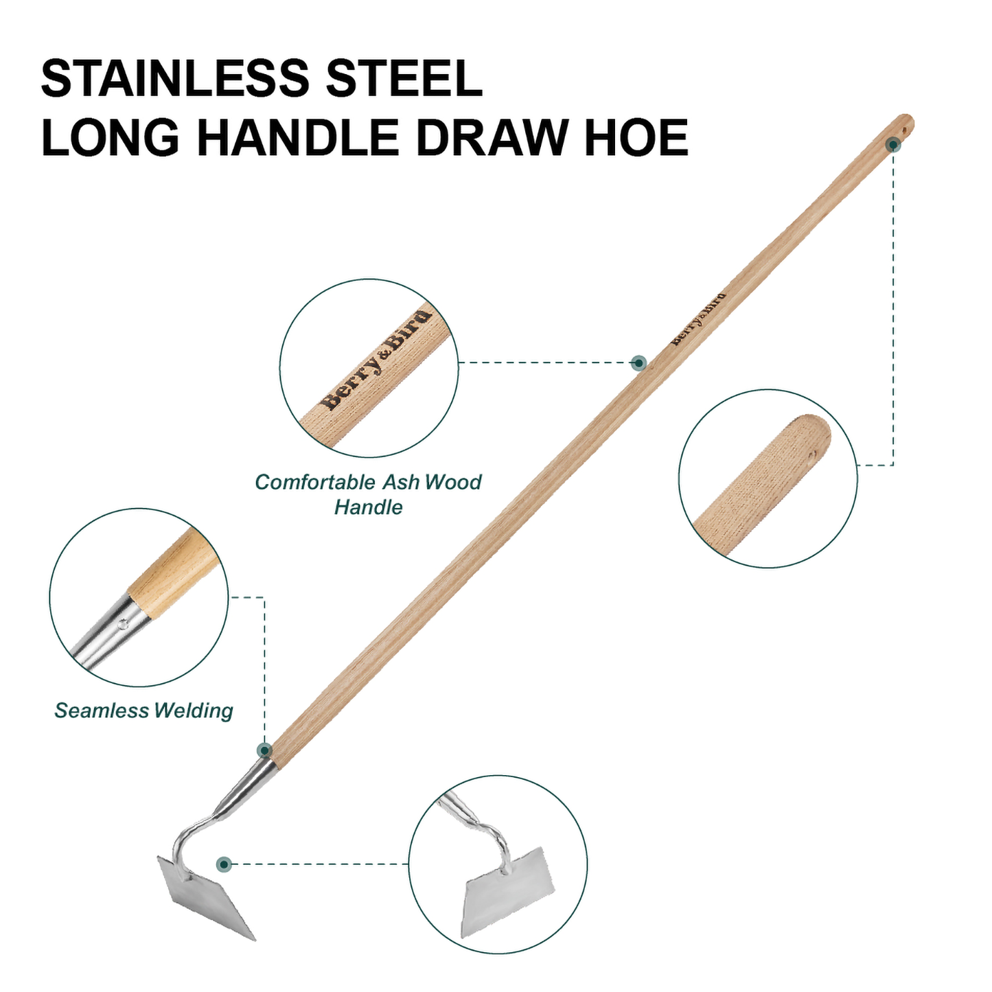 Stainless Steel Long Handle Draw Hoe