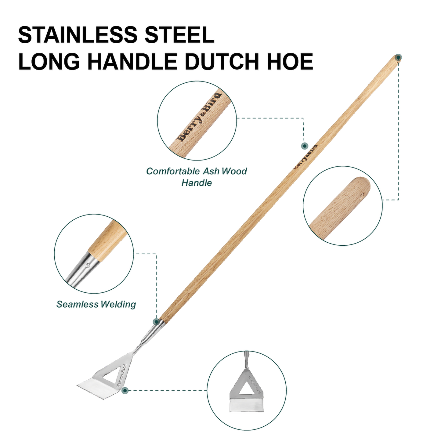 Stainless Steel Long Handle Dutch Hoe