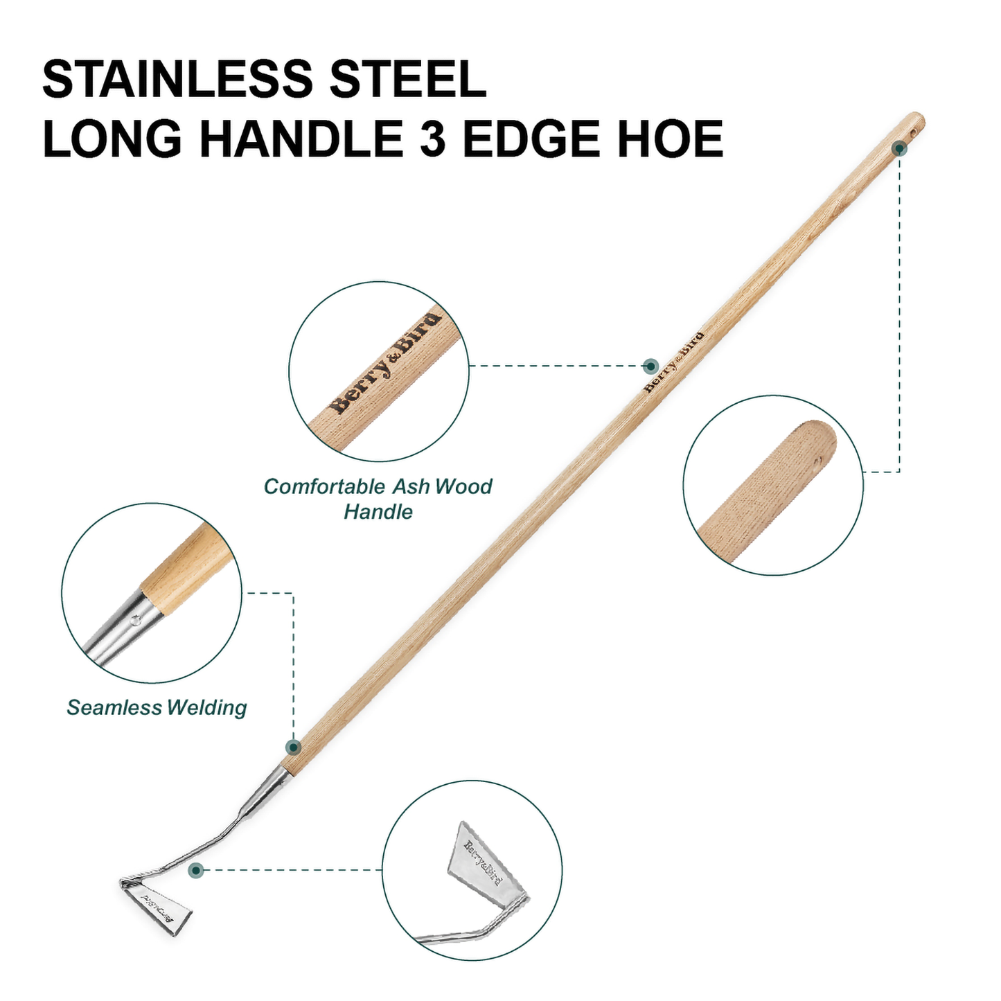 Stainless Steel Long Handle 3 Edge Hoe