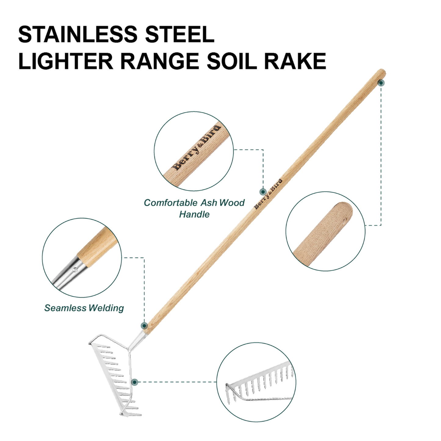 Stainless Steel Lighter Range Soil Rake