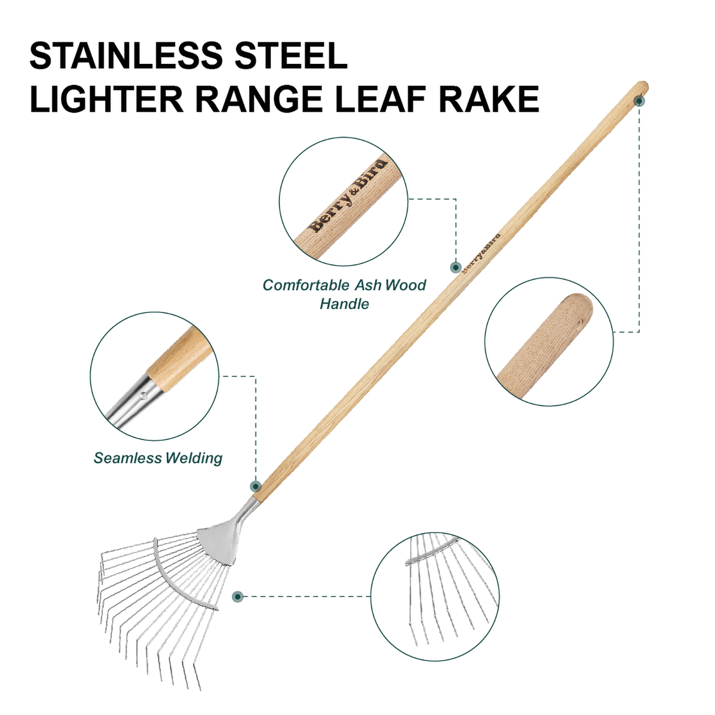 Stainless Steel Lighter Range Leaf Rake