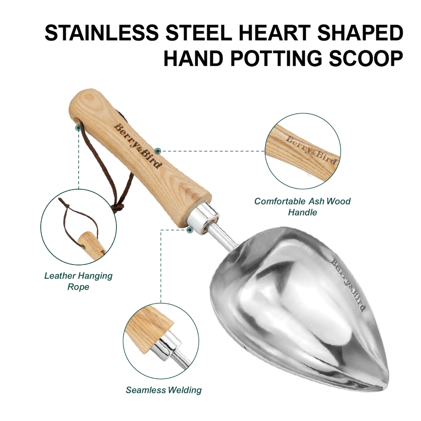 Stainless Steel Heart Shaped Hand Potting Scoop