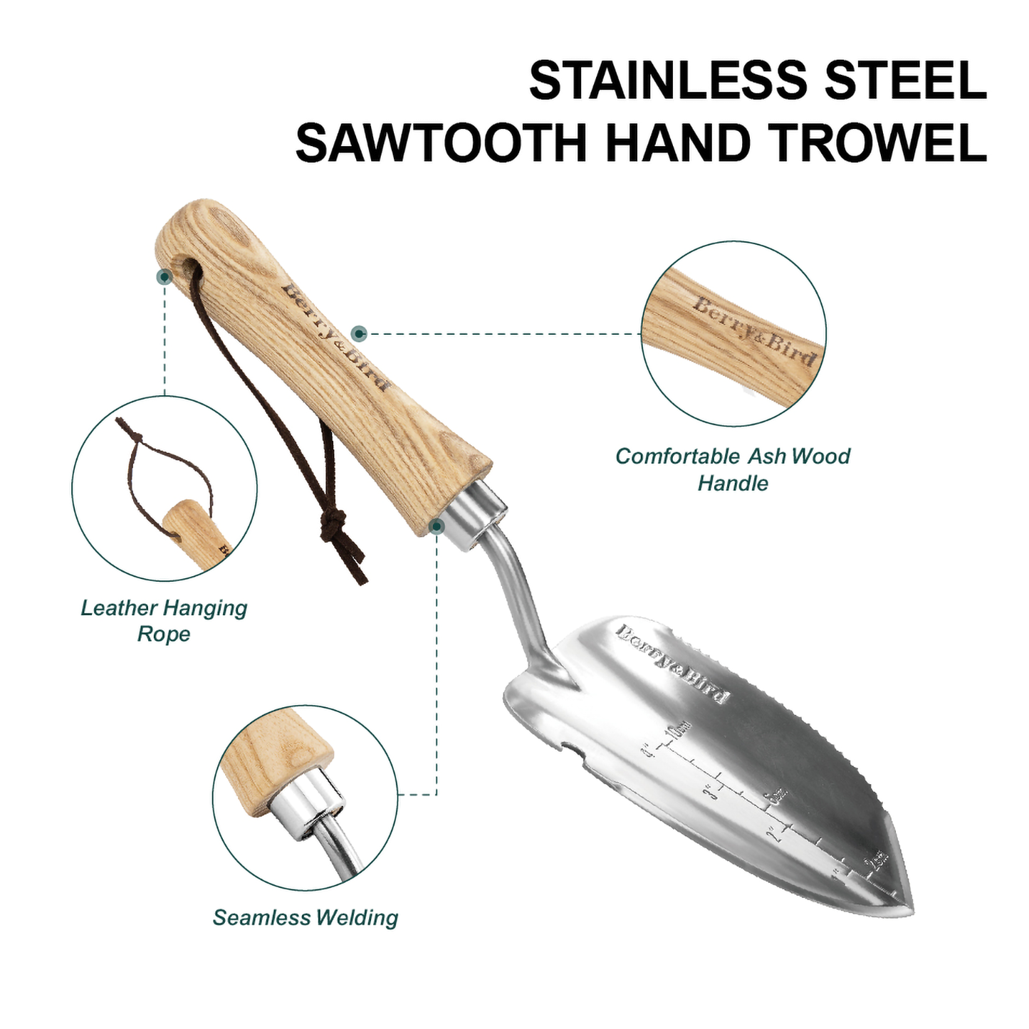 Stainless Steel Serrated Hand Trowel