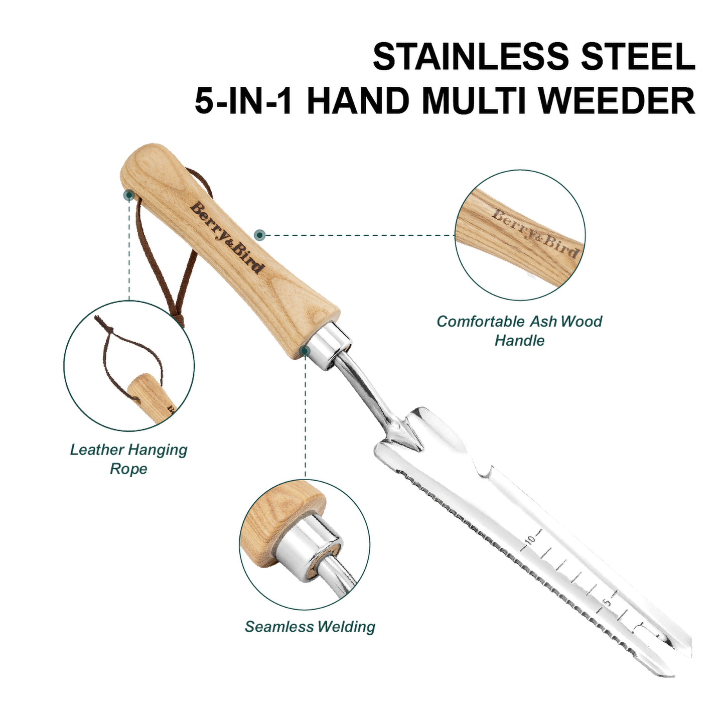 Stainless Steel 5-in-1 Hand Multi Weeder