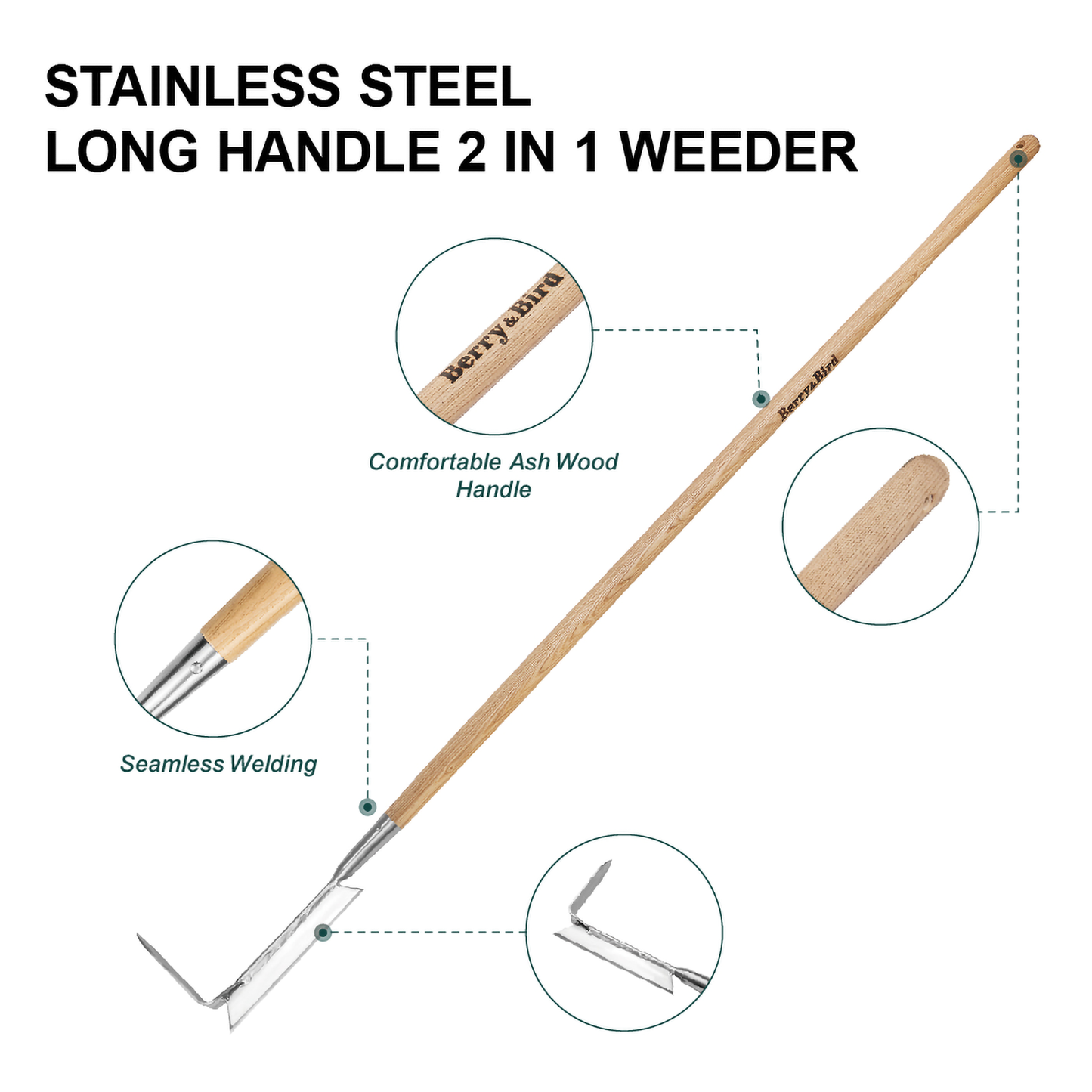 Stainless Steel Long Handle 2 in 1 Weeder